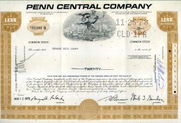 X CERTIFICATO AZIONARIO PENN CENTRAL COMPANY 1970  LESS 100 SHARES STOCK - Bahnwesen & Tramways