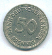 F2540 / - 50 Pfening 1949 ( F ) - FRG , Germany Deutschland Allemagne Germania - Coins Munzen Monnaies Monete - 50 Pfennig