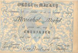 Diplôme De Chevalier  "Ordre De MICKEY" - Walt DISNEY 1956 - BD  (b94) - Diplômes & Bulletins Scolaires