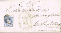 7808. Carta Entera CASTELLVI De La MARCA (Barcelona) 1871. Fechador Villafranca - Brieven En Documenten