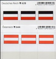 2x3 In Farbe Flaggen-Sticker Österreich+DR 7€ Kennzeichnung Alben Buch Sammlung LINDNER 628+644 Flag Austria Old Germany - Diplômes & Bulletins Scolaires