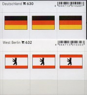 2x3 In Farbe Flaggen-Sticker Berlin+BRD 7€ Kennzeichnung Alben Buch Sammlungen LINDNER #630+632 Flags Westberlin Germany - Boten