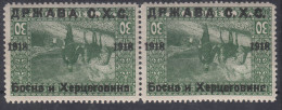 Yugoslavia, Kingdom SHS, Issues For Bosnia 1918 Mi#6 Inverted Overprint Pair Mint Hinged - Unused Stamps