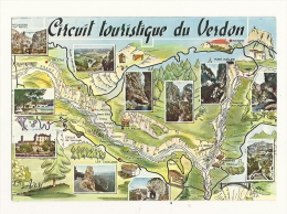 Cp, Carte Géographique, Circuit Touristique Des  Gorges Du Verdon - Maps