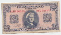 Netherlands 2 1/2 Gulden 1945 VF Banknote P 71 - 2 1/2  Florín Holandés (gulden)