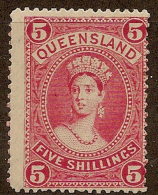 QUEENSLAND 1907 QV 5/- Deep Rose SG 310a HM #JW0 - Ongebruikt