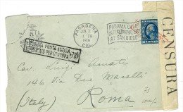 STATI UNITI - USA - VERIFICATO PER CENSURA - ANNO 1916 DA PASADENA VERSO ROMA - POSTA HISTORY STORIA POSTALE - Storia Postale