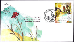 ISRAEL 2014 - Memorial Day 2014 - Poetry - "Homecoming" - Poem By Yosef Sarig - A Stamp With A Tab - FDC - Brieven En Documenten