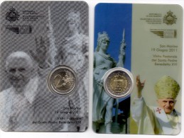 Monnaie  Encart  Pièce  De  2 €   Neuve   2011  SAN  MARIN  Avec  Le  Pape, Recto  Verso - San Marino