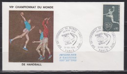 = 7ème Championnat Du Monde De Handball, 21.2.70, Premier Jour, Paris, N°1629 Enveloppe - Hand-Ball