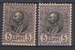 Serbia Kingdom 1905 Mi#94 X - Normal (thicker) Paper, Two Variants - Servië