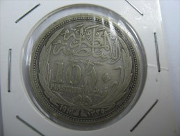 EGYPT 10 PIASTRES 1916  SILVER . FREE SHIPPING , SURFACE MAIL REGISTERED. - Aegypten