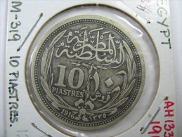 EGYPT 10 PIASTRES 1916  SILVER . FREE SHIPPING , SURFACE MAIL REGISTERED. - Egypt