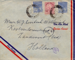 Brazil 1941 Cover To Netherlands With 2 X 400 R. + 10000 R. Handstamp Of German Censorship - Storia Postale