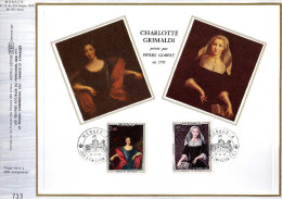 Feuillet Tirage Limité CEF 61 Soie Charlotte Grimaldi Peinte Par P. Gobert - Covers & Documents