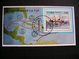 Cuba - BL 71 Congreso De La F.I.P. / Louisiane Quittant St-Nazaire Pour Cuba, Filatelica Internacional PhilexFrance 1982 - Blocks & Sheetlets
