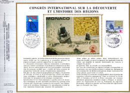 Feuillet Tirage Limité CEF 190 Soie Congrès International Sur La Découverte Et L'histoire Des Régions Bateau Poisson - Maximum Cards