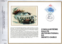 Feuillet Tirage Limité CEF 189 Soie Cinquantième Rallye Internatonal De Monte-Carlo Voiture Auto Automobile - Maximum Cards