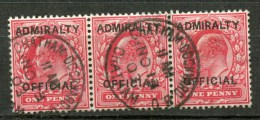 Great Britain 1903 1p King Edward VII Admiralty Overprint Issue #O73 Triple - Service