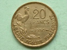 1950 B - 20 Francs / KM 916.2 ( 3 Ou 4 Plumes ?? - For Grade, Please See Photo ) !! - L. 20 Franchi