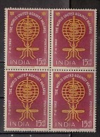 INDIA, 1962, Malaria Eradication, Health, Disease Eradication, Block Of 4, MNH, (**) - Ongebruikt