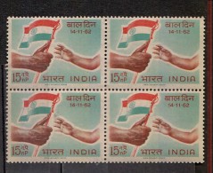 INDIA, 1962, Childrens Day, Flag, Block Of 4,  MNH, (**) - Neufs