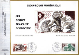 Feuillet Tirage Limité CEF 235 Croix-Rouge Monégasque Les Douze Travaux D'Hercule - Cartoline Maximum