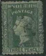NSW 1860 3d Yellow-green QV SG139 U BQ36 - Used Stamps