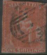 MAURITIUS 1859 1/- Vermillion QV SG 34 U ZBRW26 - Mauritius (...-1967)