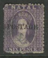 NATAL 1869 6d Lilac QV SG29 U DR24 - Natal (1857-1909)