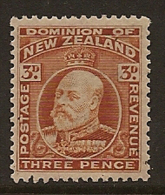 NZ 1909 3d Chestnut SG 389 LHM WN23 - Nuevos