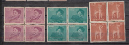 INDIA, 1957, Children's Day Horse, Set 3 V, Nutrition, Education, Recreation, Childrens, Block Of 4 , MNH, (**) - Neufs