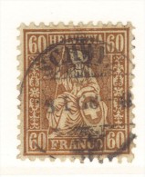 BIN413 - SVIZZERA 1867 , 60 Cent Bronzo N. 40 . - Oblitérés