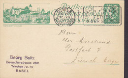 Switzerland Postal Stationery Ganzsache Intero BASEL 1923 To ZÜRICH Burgdorf Schloss Cachet (2 Scans) - Ganzsachen