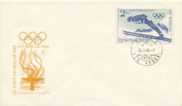 Czechoslovakia / First Day Cover (1964/01 B), Praha 1 (b) - Theme: Olympic Games Innsbruck 1964 (2 Kčs) - Winter 1964: Innsbruck