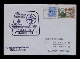 Sp1718 BELGIQUE BELGIE Stanav-Forchan OTAN-NATO Ships Naval Force KM War-boat «MARBURG» M1080 Cover 1975 - NATO