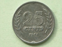 1942 - 25 CENT / KM 174 ( Uncleaned Coin / For Grade, Please See Photo ) !! - 25 Cent