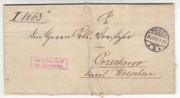 POLAND / GERMAN ANNEXATION 1898  LETTER  SENT FROM  POZNAN TO ORZECHOWO - Lettres & Documents