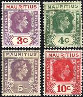 MAURITIUS KGVI HEAD SET OF 3,4,5&10 CENTS MLH 1937 SG253-54-55a-56 READ DESCRIPTION !! - Mauritius (...-1967)
