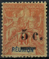 Reunion (1901) N 52a.B (o) Sans Trait Sur L'ancienne Valeur - Usados