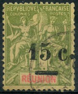 Reunion (1901) N 55a.B (o) Sans Trait Sur L'ancienne Valeur - Usados