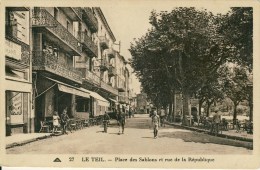 Le Teil  Place Des Sablons Et Rue De La République    Cpa - Le Teil