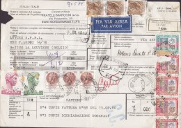 Italy Bollettino Di Spedizione Bulletin D´Expedition Via Aerea Par Avion Label MONSUMMANO Terme 1980 LA LOUVIERE Belgium - Pacchi Postali