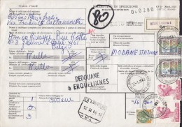 Italy Bollettino Di Spedizione Bulletin D´Expedition Via Aerea Par Avion Label CALTANISSETTA 1980 LA LOUVIERE Belgium - Postpaketten