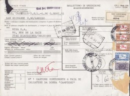 Italy Bollettino Di Spedizione Bulletin D´Expedition Via Aerea Par Avion Label SAN GIOVANNI Valdarno 1980 To Belgium - Paquetes Postales