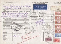 Italy Bollettino Di Spedizione Bulletin D´Expedition Via Aerea Par Avion Label SINISCOLA 1980 To LA LOUVIERE Belgium - Postal Parcels