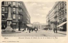 BELGIQUE - HAINAUT - MONS - Monument Houzeau De Lehaie, La Rue De La Station Et La Gare. - Mons