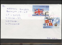 ST. LUCIA Brief Postal History Envelope Air Mail LC 014 Ships Flags Lion - St.Lucia (1979-...)
