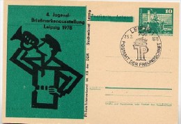 DDR P81-1A-78 C3-b Antwort-Postkarte PRIVATER ZUDRUCK Trompeter Leipzig Sost. 1978 - Private Postcards - Used