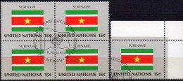 Flaggen 1980 Surinam UNO New York 353+4-Block Aus Kleinbogen O 2€ Bloque Hoja Bloc United States Flags Sheet Bf SURINAME - Autres & Non Classés